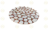 Plateau de table en agate blanche et cristal rouge
